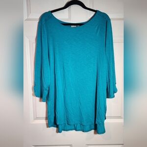 Chico's Zenergy Aqua Blue 3/4 Sleeve Stretch Top 20/22 Chicos 4